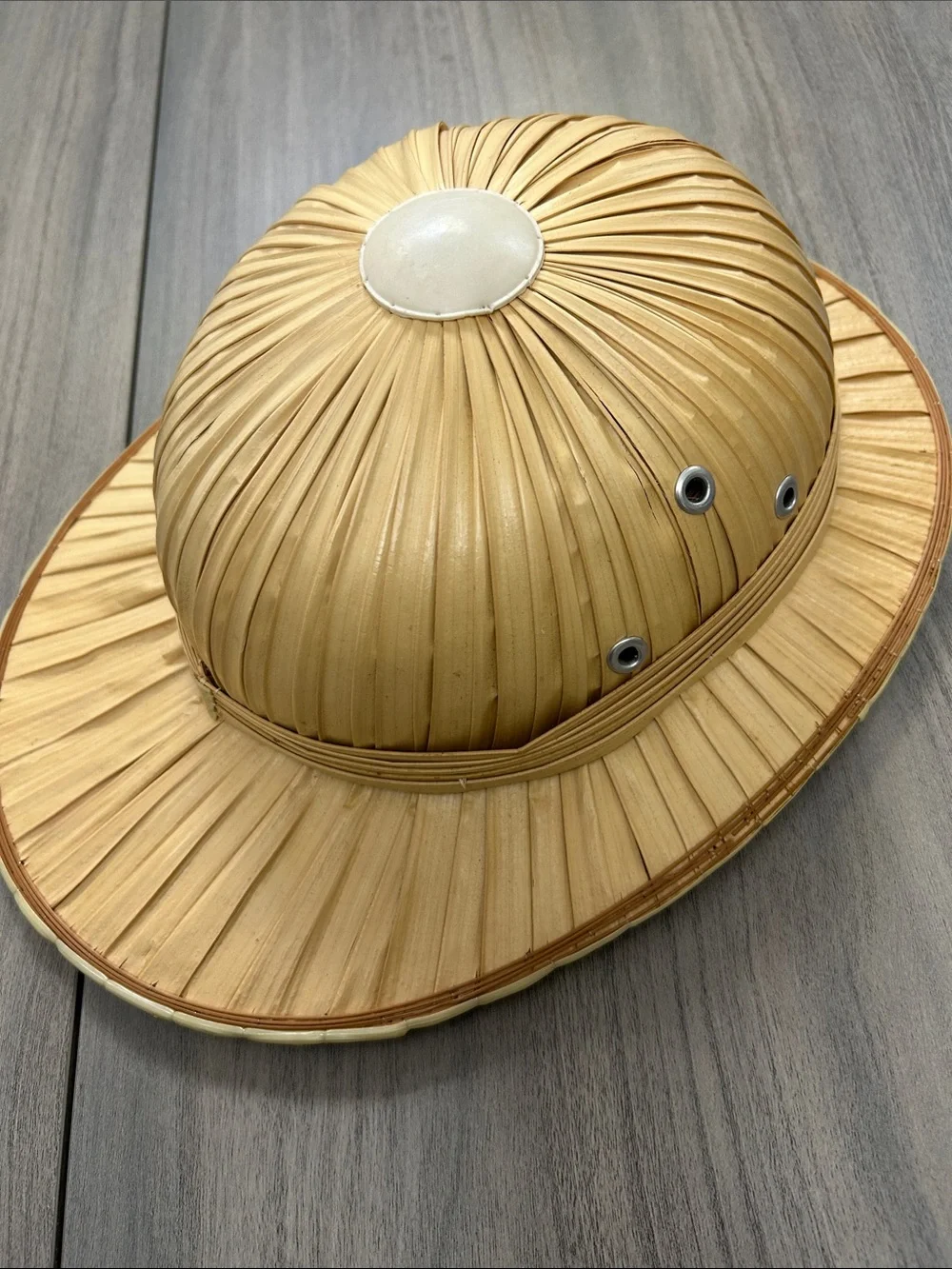 Vintage Woven Bermes Natural bamboo Straw Safari Hat